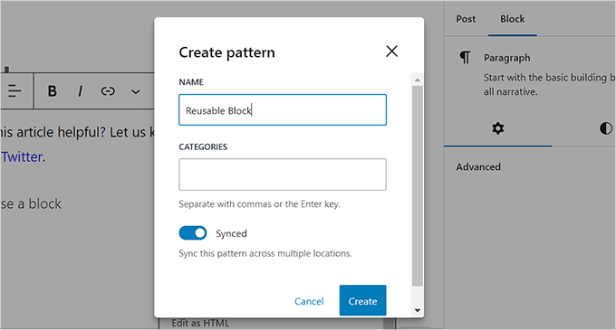 如何在 WordPress 中移除区块（4 种简单方法） add-reusable-block-name20251114_ -21