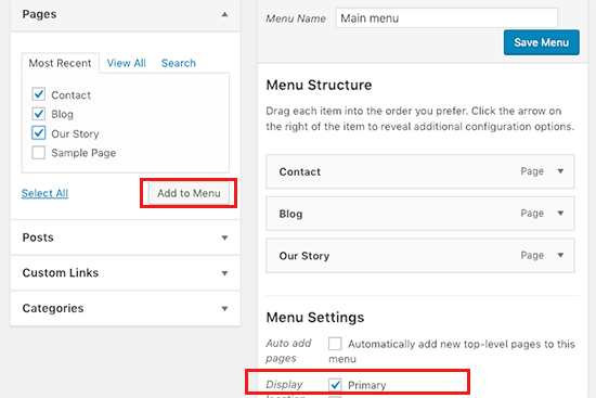 如何正确地从 Wix 切换到 WordPress（分步指南） addpagestomenu20251108_ -21
