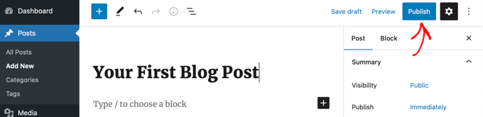 如何正确地从 Wix 切换到 WordPress（分步指南） blogoryoutubepublishfirstblogpost20251108_ -19