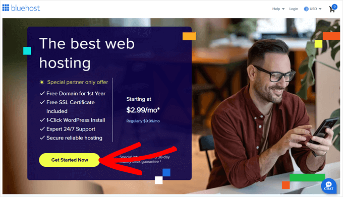 如何正确地从 Wix 切换到 WordPress（分步指南） bluehost-get-started-now20251108_ -2