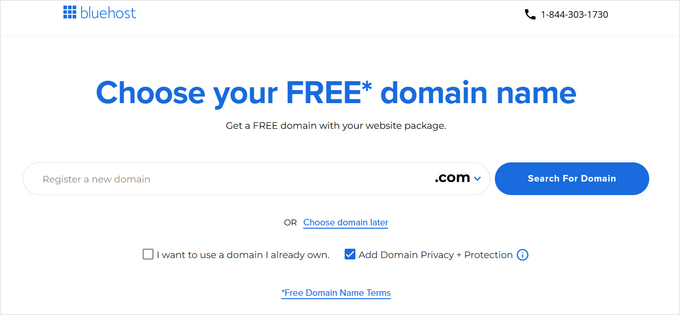 如何正确地从 Wix 切换到 WordPress（分步指南） choose-domain-bluehost20251108_ -4