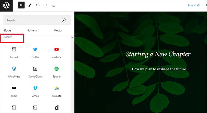 如何使用 WordPress 区块编辑器（Gutenberg 教程） embed-blocks20251114_ -33