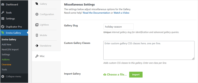 如何在 WordPress 中将 NextGEN Gallery 切换到 Envira Gallery envira-misc-settings-min20251120_ -13