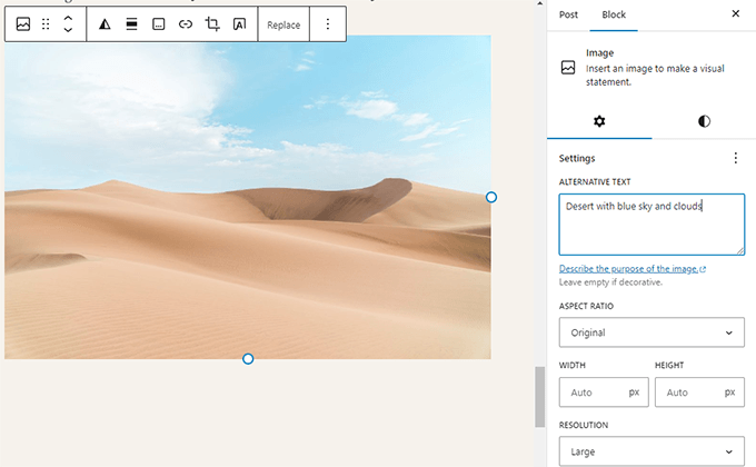 如何使用 WordPress 区块编辑器（Gutenberg 教程） image-block-settings20251114_ -21