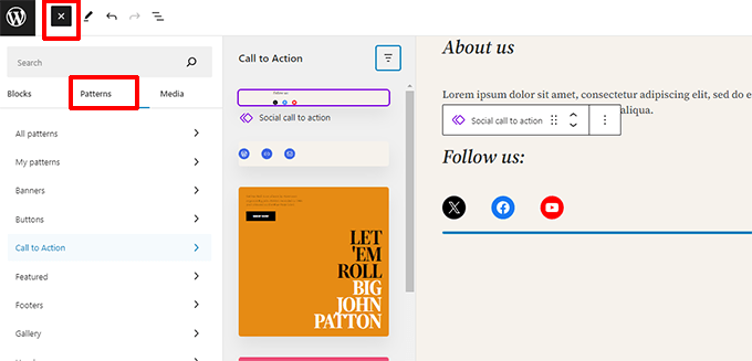 如何使用 WordPress 区块编辑器（Gutenberg 教程） insert-pattern20251114_ -15