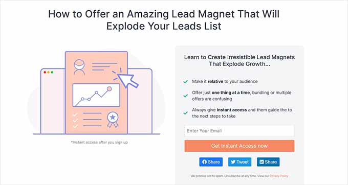 如何在 WordPress 中添加社交分享按钮（4 种简单方法） landing-page-with-social-sharing-block20251114_ -48