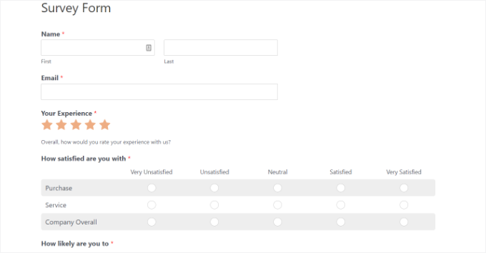 如何在 WordPress 中创建调查问卷（使用 Beautiful Reports） livesite-survey-form-preview20251114_ -20