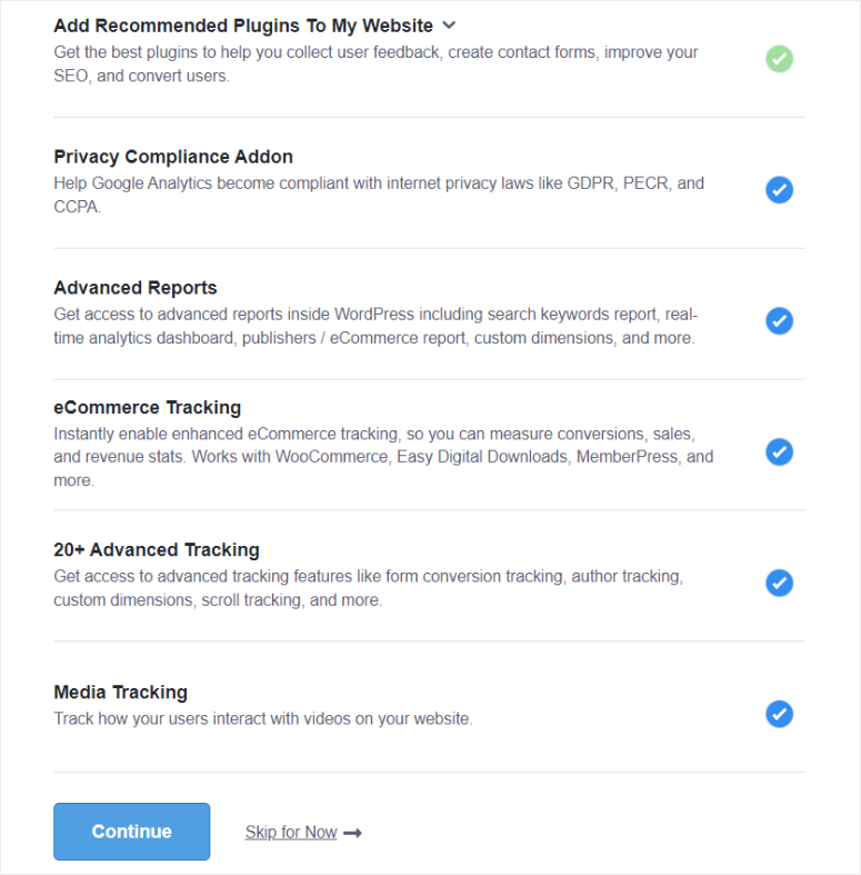 MonsterInsights 2025 年评测：它是最好的 Google Analytics 插件吗？ monsterinsights-enable-features20251118_ -12