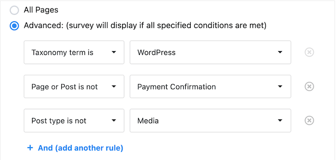 UserFeedback 评测：它是否是适合您的调查插件？ multiple-survey-rules20251114_ -19