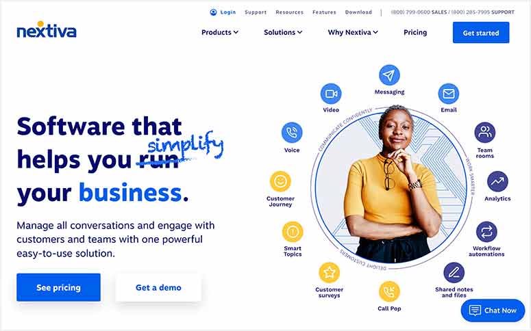 Nextiva 2025 年评测：它是最好的商务电话服务吗？ nextivahomepage20251119_ -2