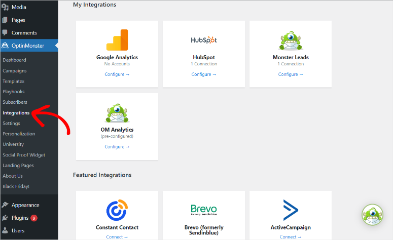 OptinMonster评测：如何提高潜在客户数量、转化率和品牌知名度？ optinmonster-integrations-120251118_ -8
