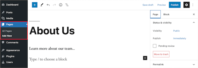 WordPress中的文章和页面有什么区别？ page-editor-screen20251114_ -6