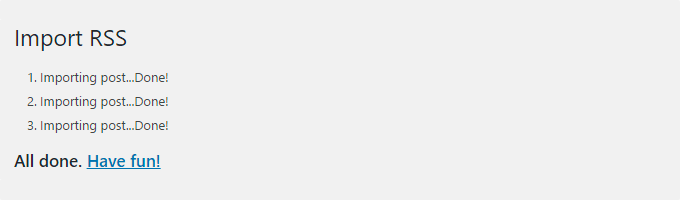 如何正确地从 Wix 切换到 WordPress（分步指南） rssimportfinished20251108_ -13