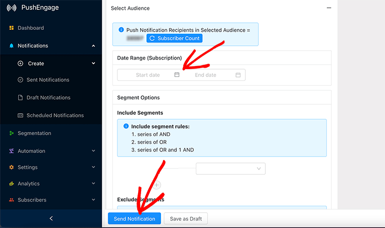 PushEngage 评测：如何发送网页推送通知？【2025 年】 selectaudience20251119_ -8