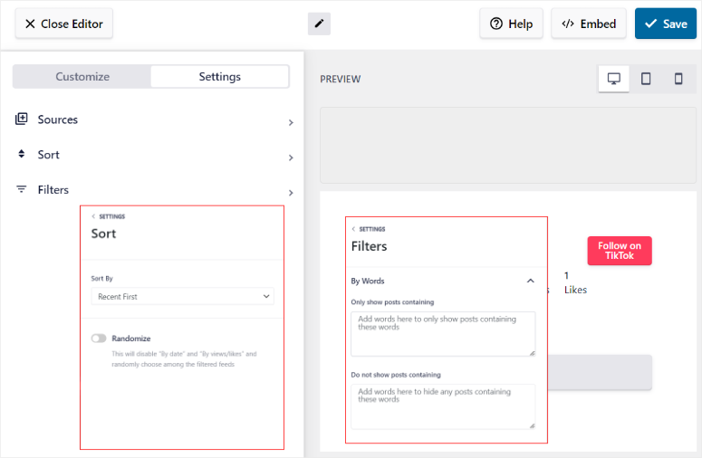 Smash Balloon 评测：这是最好的社交媒体信息流插件吗？ smash-balloon-tiktok-settings20251120_ -28