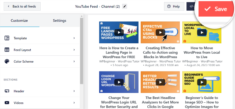 Smash Balloon 评测：这是最好的社交媒体信息流插件吗？ smash-balloon-youtube-save-feed20251120_ -16