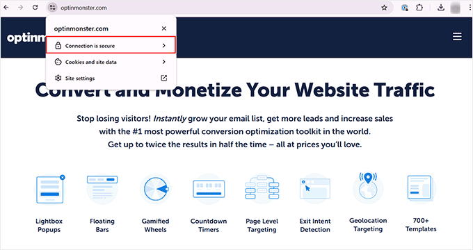 如何在 WordPress 的结账页面添加信任徽章（并提升销量） ssl-certificate-in-optinmonster20251109_ -5