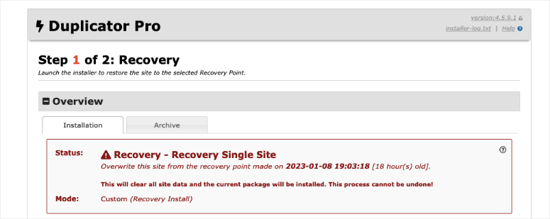 如何备份 WordPress 多站点（使用插件和不使用插件） step-one-of-recovery20251120_ -32