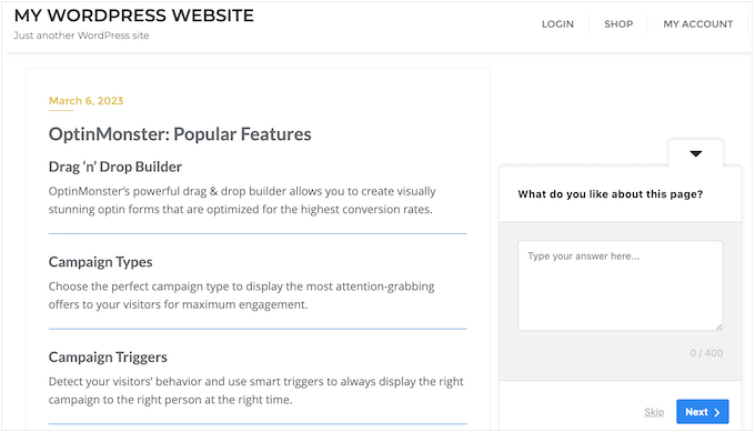 UserFeedback 评测：它是否是适合您的调查插件？ survey-example-userfeedback20251114_ -2
