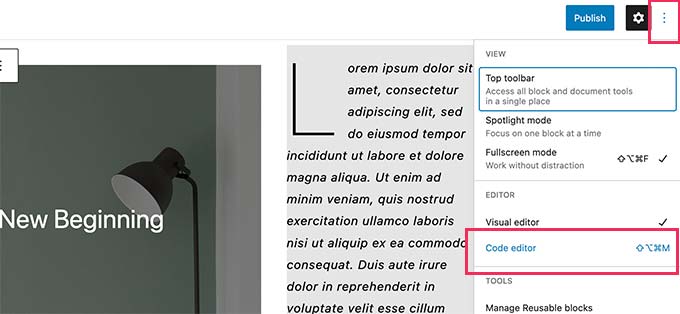 新手指南：如何使用 WordPress 区块模式 switchcodeeditor20251114_ -26