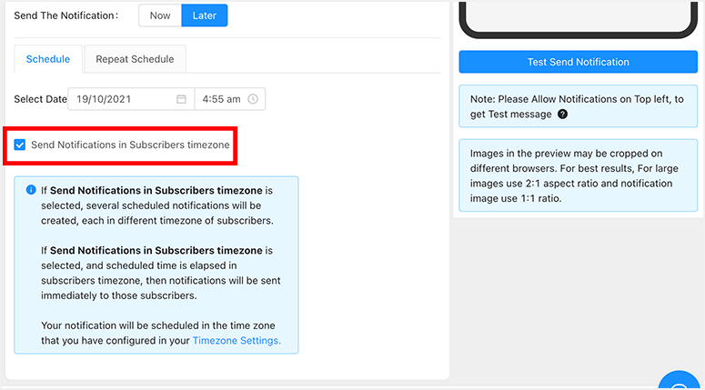 PushEngage 评测：如何发送网页推送通知？【2025 年】 timezonenotification20251119_ -14