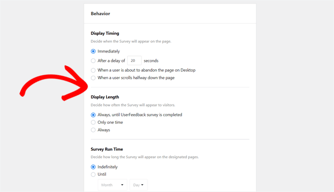 如何在 WordPress 中创建调查问卷（使用 Beautiful Reports） userfeedback-behavior20251114_ -40