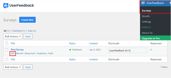 如何在 WordPress 中创建调查问卷（使用 Beautiful Reports） userfeedback-edit-survey20251114_ -36