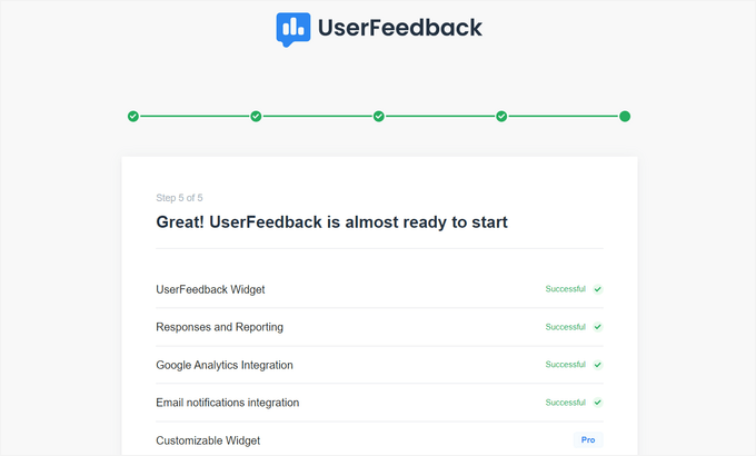如何在 WordPress 中创建调查问卷（使用 Beautiful Reports） userfeedback-features-installed20251114_ -34