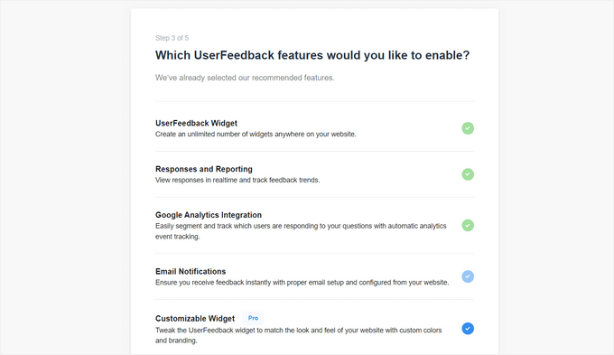 如何在 WordPress 中创建调查问卷（使用 Beautiful Reports） userfeedback-features20251114_ -32