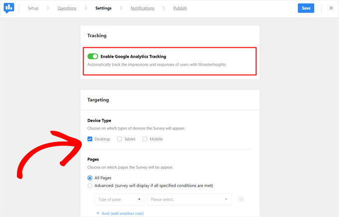 如何在 WordPress 中创建调查问卷（使用 Beautiful Reports） userfeedback-settings20251114_ -39