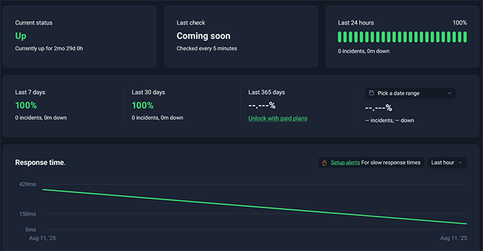 2025 年最佳 WooCommerce 主机：12 款已测试，6 款推荐 wordpresscom-uptime-test20251108_ -14