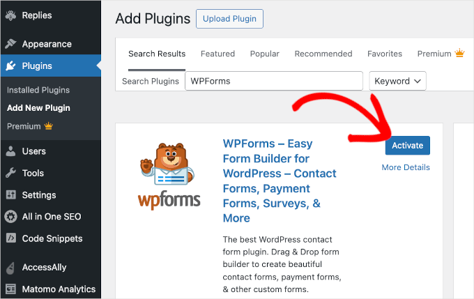 如何在 WordPress 中创建调查问卷（使用 Beautiful Reports） wp-wpforms-activate20251114_ -7