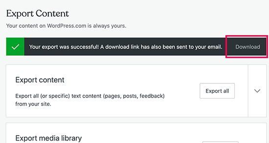 如何轻松地将您的博客从 WordPress.com 迁移到 WordPress.org wpcom-downloadexportfile20251107_ -5