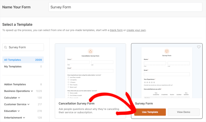 如何在 WordPress 中创建调查问卷（使用 Beautiful Reports） wpforms-survey-form-template20251114_ -11
