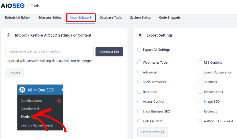 2025 年 WooCommerce SEO：如何大规模管理商店产品属性 aioseo-import-export-feature20251201_ -16
