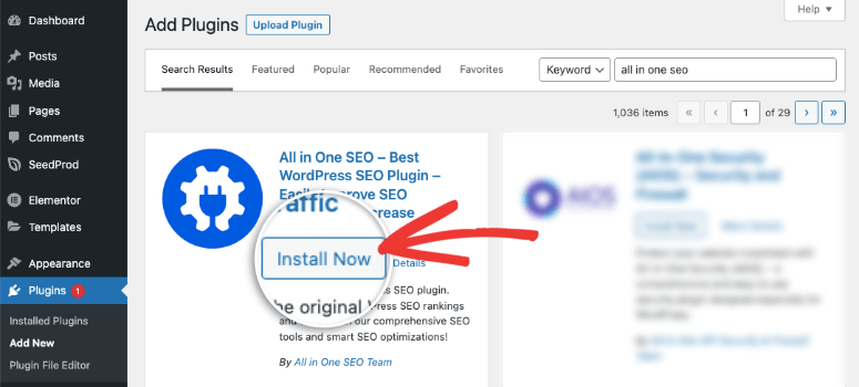 如何在2分钟内创建WordPress XML站点地图 aioseo-install-free-plugin20251201_-1 -4