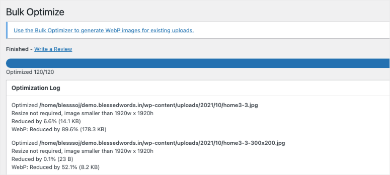EWWW图像优化器评测：功能、定价及替代方案（2025） bulk-optimize-results20251206_ -10