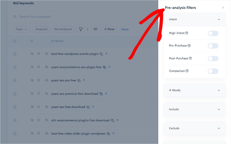 LowFruits评测：功能强大的关键词研究工具SEO工具 lowfruits-pre-analysis-filters20251201_ -18