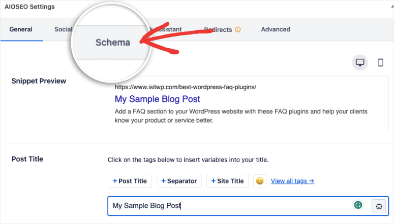 2025 年 7 款以上最佳电子商务网站 SEO 工具 schema-markup-in-aioseo-menu20251201_ -4